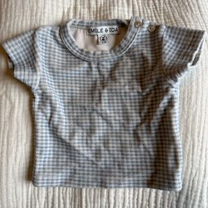 Emile et Ida Blue and White Gingham Baby Tee